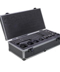Open case of Keyway Broach Set 18 Piece HSS Inch Tool Kit For Precision Machining With 4 Broaches, 9 Bushings And 5 Shims