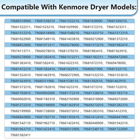 List of Kenmore dryer models compatible with Dryer Thermostat Limit Switch Replacement 501993 60T11 L125-31C Black Easy Install