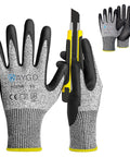 2 Pairs Cut Resistant Work Gloves for Men and Women With HPPE Nitrile Micro-Foam Grip, ANSI A3 EN388 4X42C, Grey, Size Large