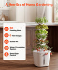 Vertical Hydroponic Tower With 6 Tiers And 30 Pods, App Controlled Indoor Garden for Herbs Fruits Veggies