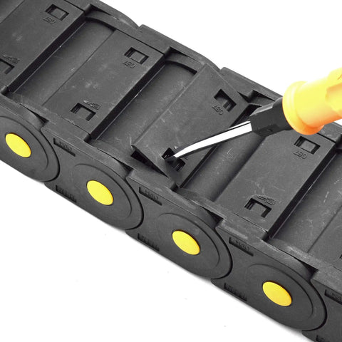 Heavy Duty Nylon Cable Drag Chain 30 X 57 Mm Closed Energy Carrier With End Connectors For Cnc Routers showing detailed connector access.