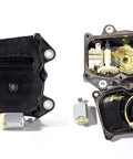 Open and closed view of Four Wheel Drive Servo Actuator Motor for 2007-Up ATV SxS with internal components exposed.