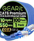Cat6 CCA Ethernet Cable 100 Feet Blue For Home Office Network UTP LAN Internet Cord Supports Cat6 Cat5e Cat5 Standards