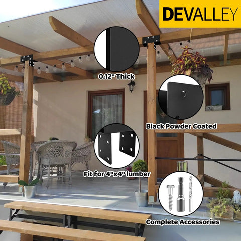 Two Pack T Shaped Cap Tie Post Brackets With Screws For Post To Beam 4 By 4 And 4 By 6 Heavy Duty Deck Brackets For Garden Gazebos Porches Decks And Cabins