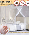 Ultra Fine Bed Mosquito Net For Single To Queen Size Beds With One Side Opening Breathable Mesh Insect Barrier shown on bed