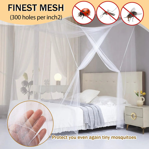 Ultra Fine Bed Mosquito Net For Single To Queen Size Beds With One Side Opening Breathable Mesh Insect Barrier shown on bed