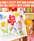 Beefy 24 Pack 4 Inch Metal Spring Clamps With 1.5 Inch Jaw Opening Orange Skid Resistant Clips holding painting canvas