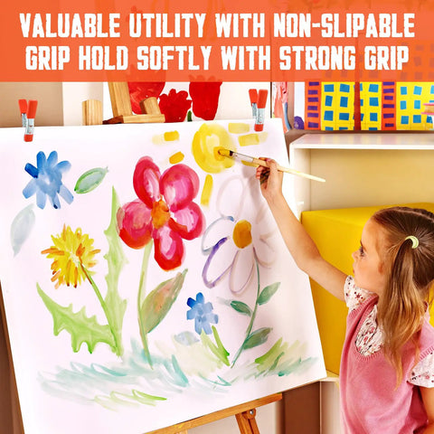Beefy 24 Pack 4 Inch Metal Spring Clamps With 1.5 Inch Jaw Opening Orange Skid Resistant Clips holding painting canvas
