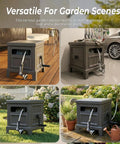 Heavy Duty Steel Garden Hose Reel Deck Box Holds 125 Ft Of 5/8 Inch Hose with Aluminum System in Various Garden Settings