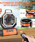 High Capacity 30000mAh Oscillating Camping Fan With LED Lantern Rechargeable Tent Fan With Timer Four Speed Outdoor Fan