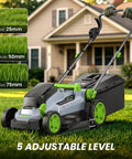 Cordless 13 Inch Lawn Mower With 40V Battery, Walk Behind Electric Lawn Tool For Small Yards, Gardens And Patios, 5 Height Adjustable Cutting Deck From 25mm To 75mm, Lightweight, Easy Start, No Gas on grass