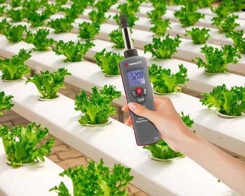 Handheld Precision Psychrometer With Dual Backlit Display For Temperature Humidity Wet Bulb And Dew Point in greenhouse