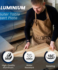 Heavy Duty Aluminum Router Table Insert Plate With Tough Badass Glide Coating And Zero Sweat Laser Scaled Markings Ideally Suited For Rapid Woodworking Bench Tweaks On Any Weekend Garage Build, user handling it.