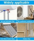 Collage image showing application of 8 Piece Self Adhesive Foam Pipe Insulation Wrap Set with Aluminum Foil Covers for weatherproofing pipes.