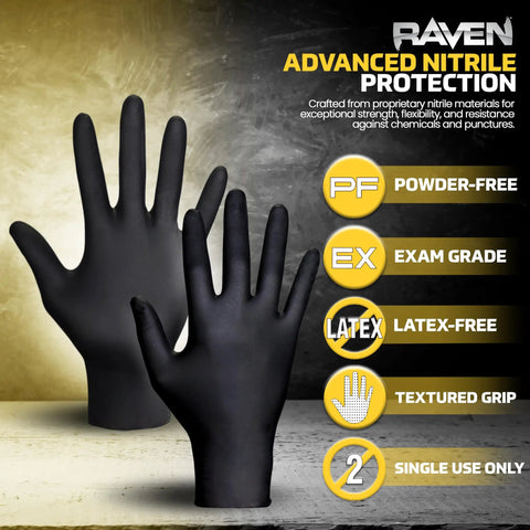 7 Mil Powder Free Nitrile Disposable Gloves XL Latex Free Chemical and Puncture Resistant With Textured Grip displayed front view