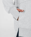 Close-up of light gray Womens Quarter Zip Sweatshirt With Oversized Hood Light Gray Cozy Lounge Essential Relaxed Fit everyday wear