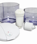GWF8 Water Filtration System For Top Load Dispensers White No Brainer Filter parts including containers and filter components