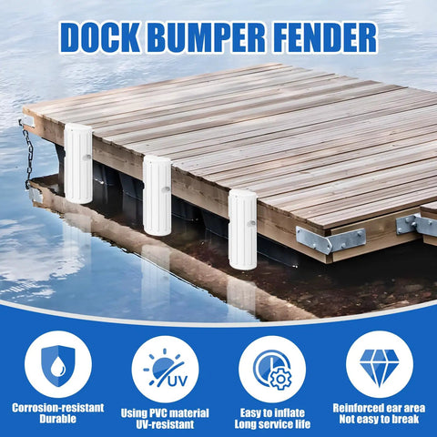 Boat Dock Bumpers And Fender Guards For Edge And Side Protection on wooden dock, Marine Grade PVC, UV Resistant, 2 Pack