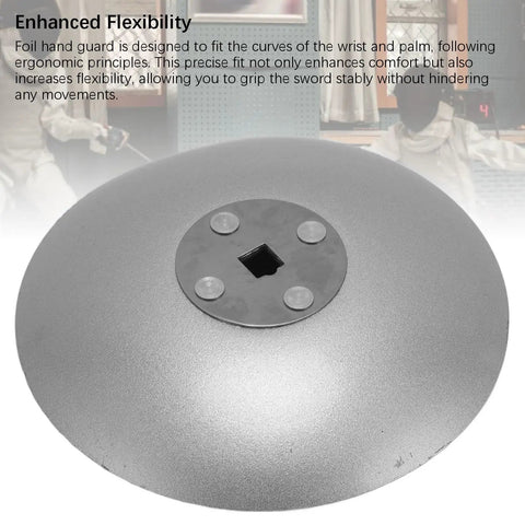 Close-up of Stainless Steel Fencing Hand Guard For Foil And Epee Training, focusing on impact-resistant ergonomic design.