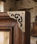 Old School European Retro Style Corner Protectors on wooden frame with zinc alloy, antique look, decorative and protective edge guard.