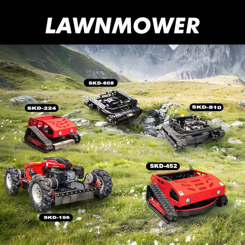 Remote Control Lawn Mower Oil Electric Hybrid With Four Wheel Drive For All Terrain Yard Care And Weed Whacking High Control Mower For Small Lawns And Backyards Fuel Efficient Flexible And Easy To Maneuver, tracked models on rocky grass