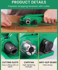 Heavy Duty Pet Strap Kit With Manual Tensioner For Bulletproof Pallet Wrapping showing polyester strapping tensioner with cutter and features.