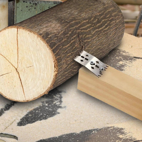 Six Piece Slab Clamping Dogs For Woodworking Pros Carpenters And DIYers Bench Dog Hold Down Clamps securing wood slab on bench