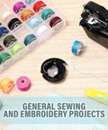 Built Tough Black Bobbin Case Replacement For Brother And Babylock Sewing Machines Delivers Slick Stitching Class 15 A Bobbins with threads and tools.