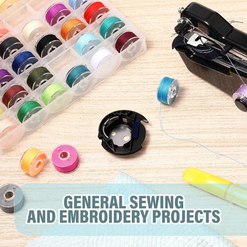 Built Tough Black Bobbin Case Replacement For Brother And Babylock Sewing Machines Delivers Slick Stitching Class 15 A Bobbins with threads and tools.