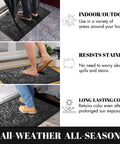 Three images showing a Heavy Duty Non Slip Outdoor Doormat For Front Door And Entryway Waterproof Sturdy Retro Mat For Garage And Patio Easy Clean 29.5 By 17 Inches Grey Durable Dirt Trap For All Weather Use in various settings.