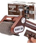 Giddy Up Grill Cleaner Cordless BBQ Scrubber With 350 RPM Stainless Roller And LED Light Rechargeable Battery displayed with packaging
