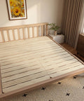 Queen Foldable Floor Bed Frame Built Tough With Heavy Duty Pine Wood Slats Features An Elevated Airflow Gap Hassle Free Setup view from side showing slats