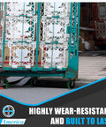 Heavy Duty Smooth Rolling Casters Set Of 4, 4 Inch Polyurethane On Cast Iron Wheels With Double Ball Bearings on cart.