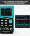 Adjustable DC Power Supply 0 To 30V 0 To 10A With 110V Input featuring display with 10 voltage/current presets, buttons, and controls.