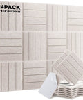 White Slatted Acoustic Foam Panels 24 Pack 12x12x0.4 Inch High Density Polyester Fiber for soundproofing and decor.