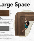 Top Shelf Badass Corner Electric Standing Desk With Spacious Storage Drawers And Clean Power Strip Tray Smooth Height Adjustable Gaming Table Sick Setup For Massive Dual Monitor Rigs Walnut large workspace diagram with dimensions.
