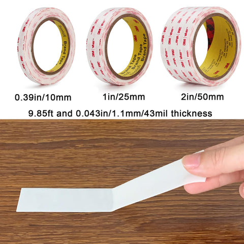 Heavy Duty Double Sided Mounting Tape for Picture Hanging and Wall Art, 1 Inch Wide by 9.85 Feet Long, Removable Foam Adhesive Strips
