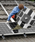 20 Piece Solar Panel Mid Clamps For Unistrut Aluminum 30Mm 35Mm Brackets Mounting Kit For Metal Roof Tin Roof Flat Roof RV
