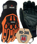 6161 ANSI A6 Cut Resistant Impact Gloves with dense fabric palm, heavy duty grip, sizes XS to 3XL, front and back view