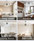 42 Inch Retractable Ceiling Fan With Bright Lights, Smooth App Controlled Crystal Chandelier in Living Room, Kitchen, Dining Room, Bedroom.