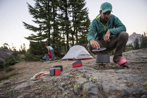 Ultralight Two Person Backpacking Camping Cook Set With 1.5L And 2.5L Hard Anodized Nonstick Pots Strainer Lid And Two Deep Dish Plates outdoors