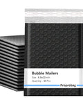 Stack of 8.5x11 Inch Bubble Mailers 9x12 Outer Size Heavy Duty Black Padded Self Seal Waterproof Shipping Envelopes 50 Pack