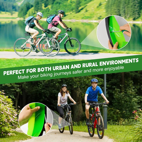 Cyclists on road and trails showcasing Two Roll Bike Tire Liners Set for Road and Mountain Rides Puncture Proof TPU Inner Tube Protectors