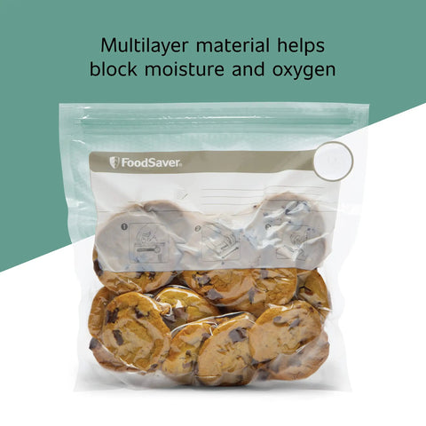 1-Quart BPA-Free Multilayer Vacuum Zipper Bags For Air Tight Food Storage That Keeps Freshness Weeks Not Days, bag with cookies