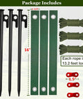 Heavy Duty Tree Stake Kit With 3 Straps, 3 Steel Spikes, And 39 Ft Rope For Young Trees, windproof support kit components