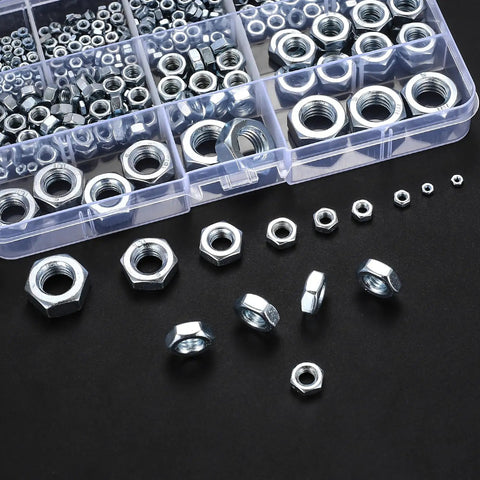 Assorted Stainless Steel Hex Nuts Kit With 430 Pieces, Coarse Thread Nut Set For Bolts, Metric M2 To M12, in compartment box