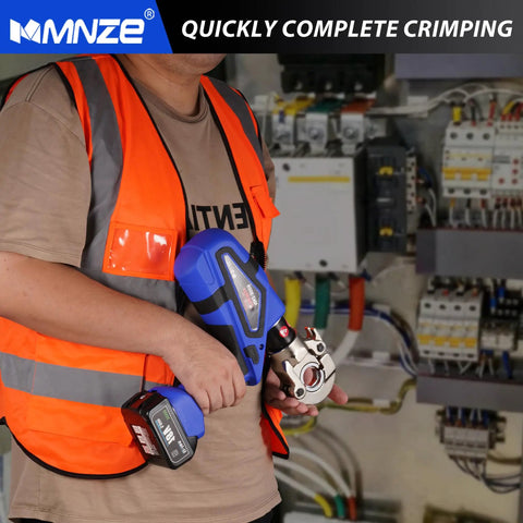 Straight Up Electric Hydraulic Cable Lug Crimper Pliers Delivering Fast Continuous Crimping With A Smooth Pure Copper Motor Built For Heavy Duty Wire Termination On The Job Site