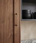 Brushed Antique Brass Wavy Cabinet Pulls With Five Inch Hole Centers go to kitchen cupboards and dresser vanities