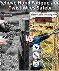 Comparison of manual wire twisting vs electric drill using Dexspoeny 3 Piece Wire Twister Tool Set For Drill for fast and safe operation.