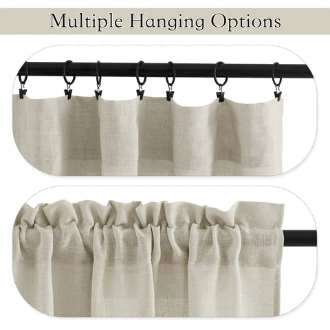 Cozy Angora Linen Textured Semi Sheer Window Curtain Set 2 Panels 36x36 Inches Rod Pocket Valances Tiers Hanging Options